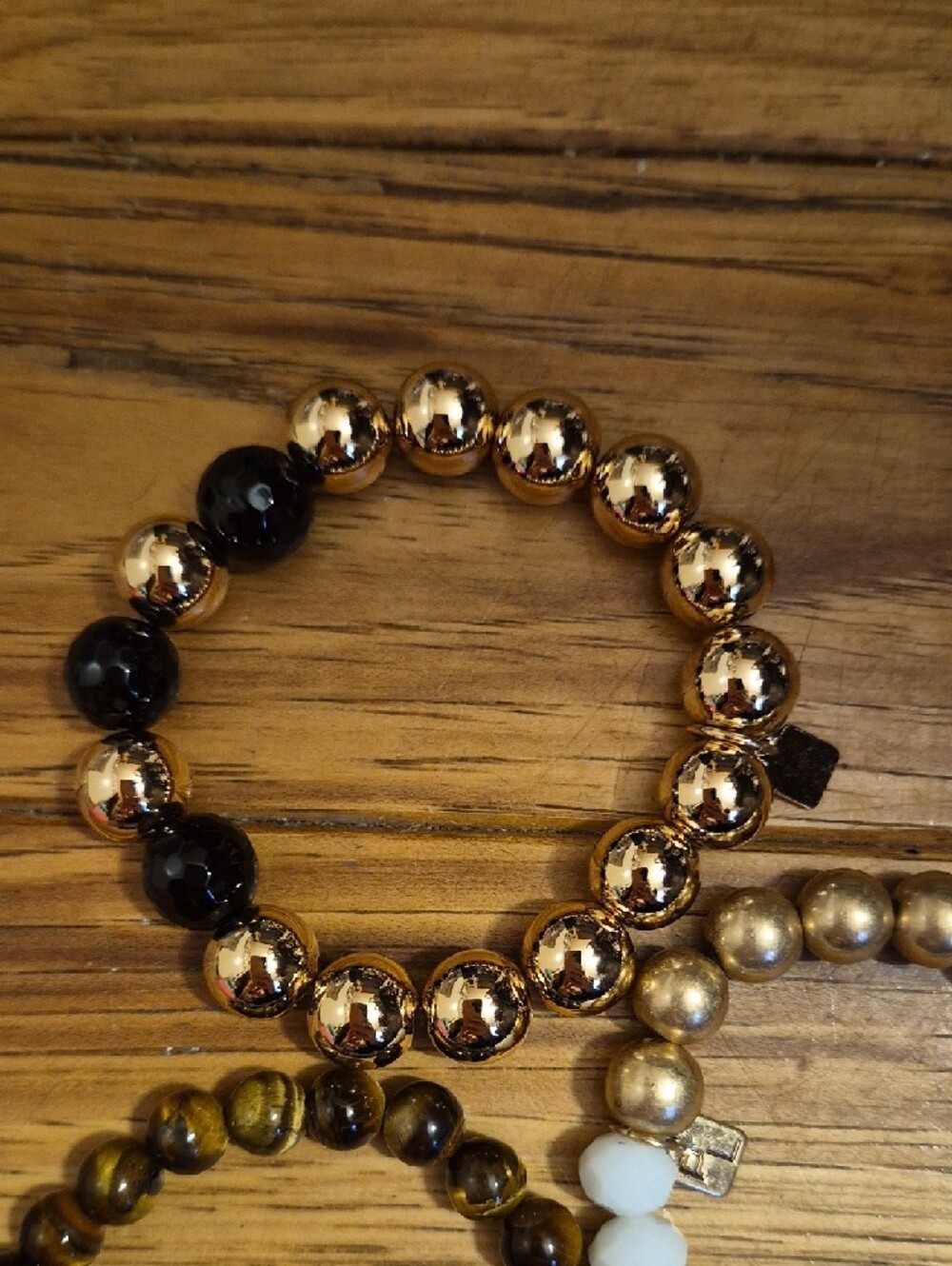 Park Lane Gold, Black, Brown and White Beaded Bracelet Set Plus Pearl Braclet - Picture 4 of 5